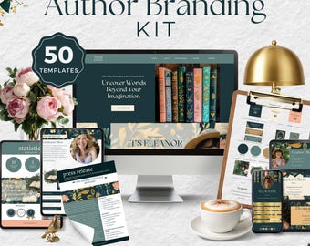 Emerald Green Author Branding Kit: Canva Templates, Logos, Media Kit (Digital Download) PPEP