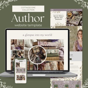 Cottagecore Author Template, Canva Website Template for Authors, Creative Portfolio Design, Easy Customization, No Coding Required, PPCC
