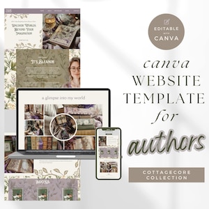 Cottagecore Author Template, Canva Website Template for Authors, Creative Portfolio Design, Easy Customization, No Coding Required, PPCC