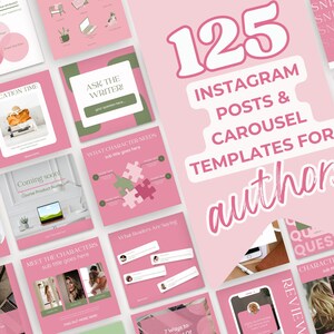 Pink Green, Instagram Posts, Canva Template, Book Launch, Writers Social Media Posts, Author Instagram Ideas, Bookstagram Templates: PPSG