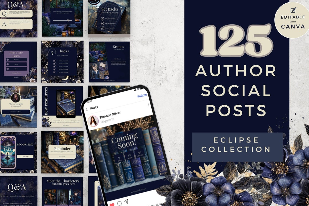 Dark Romance Author Instagram Templates, Editable Canva Templates for ...