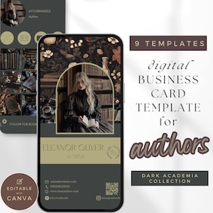 Dark Academia Autor Visitenkarte - Digitaler Download - Professionelles Design für Schriftsteller - Einfach zu personalisieren - PPDA