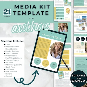 Author Media Kit, Canva Template,  Media Kit Template,  Author Canva Templates, Book Launch, Marketing Tools for Writers,  Book Release SURF