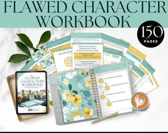 Cuaderno de trabajo sobre personajes defectuosos: Hoja de trabajo de escritura, Guía de desarrollo de personajes, Planificador de autor y Plantilla de personaje (Descarga instantánea)