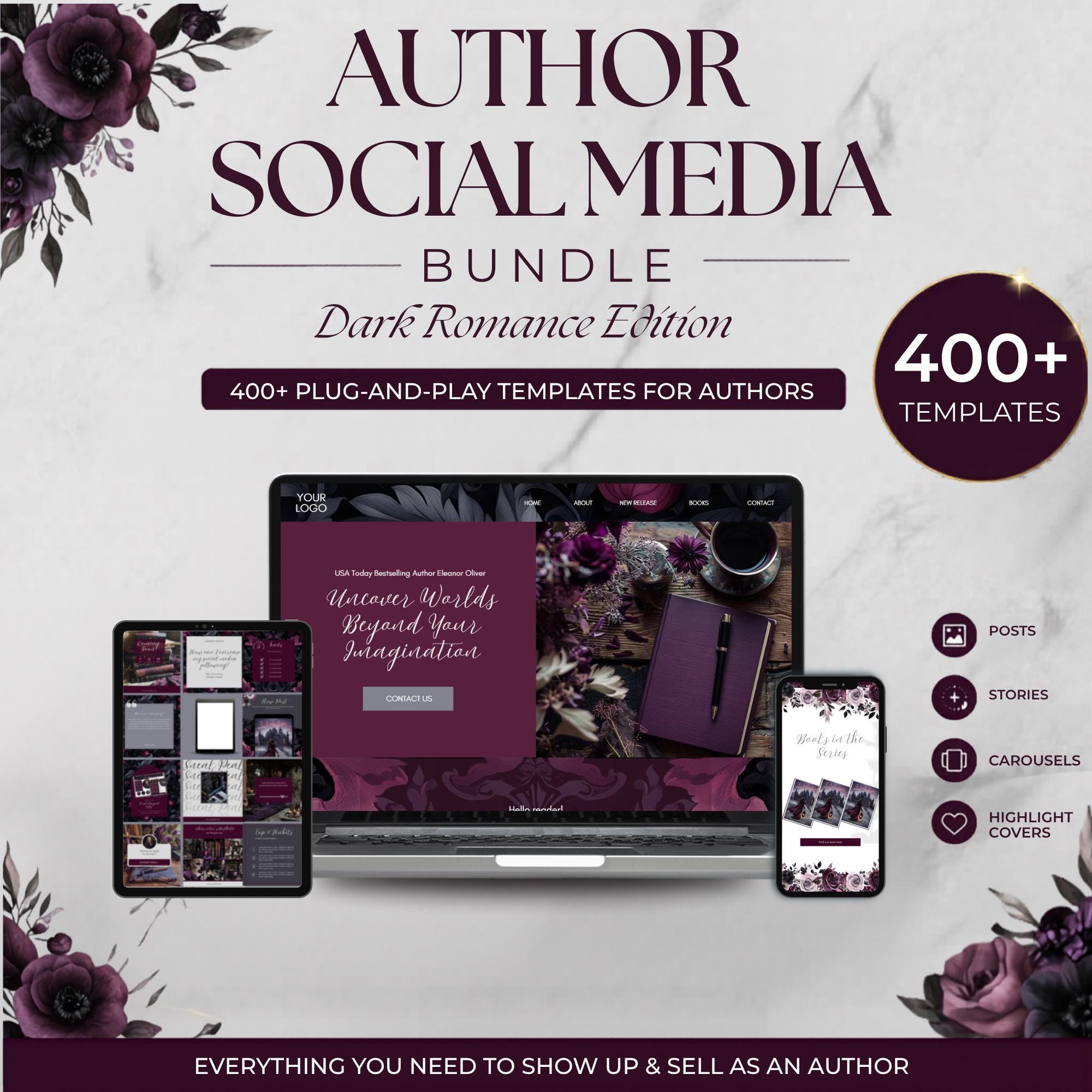 Dark Romance Canva Templates for Authors | Instagram Posts, Stories ...