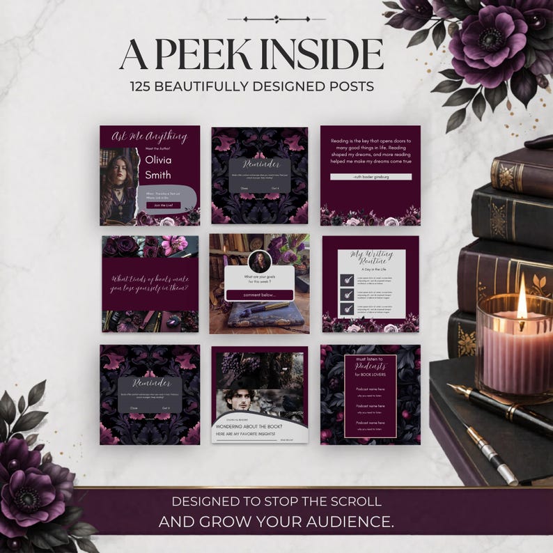 Dark Romance Canva Templates for Authors | Instagram Posts, Stories ...