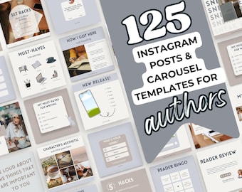 125 Publicaciones de Instagram en tonos azul, beige y neutro Plantilla de Canva para escritores Publicaciones en redes sociales Ideas para Instagram de autores Plantillas de Bookstagram: PPML
