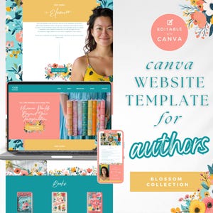 Blossom Author Website Template: Bright Canva Design