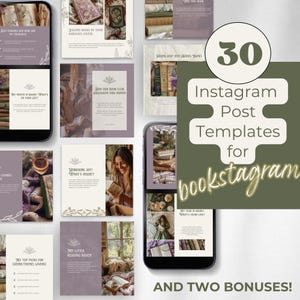 Bookstagram Post Templates, Book Marketing, Book Launch, COTTAGECORE Templates, Instagram Aesthetic,Book Lovers,Bookstagram Canva PPCC image 4