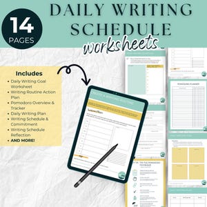 Daily Writing Schedule Planner: Author Productivity Printable (Digital Download)