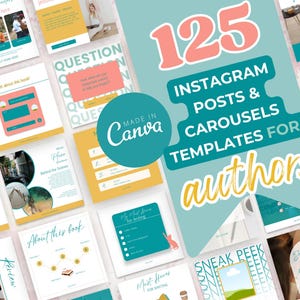 125 Author Instagram Posts Canva Template Writers Social Media Posts Author Instagram Ideas Bookstagram Templates: Blossom PL001