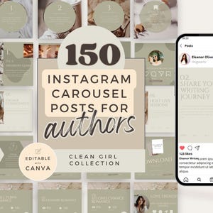 Minimalist Author Instagram Carousel Templates | Neutral Canva Content Kit (Digital Download)