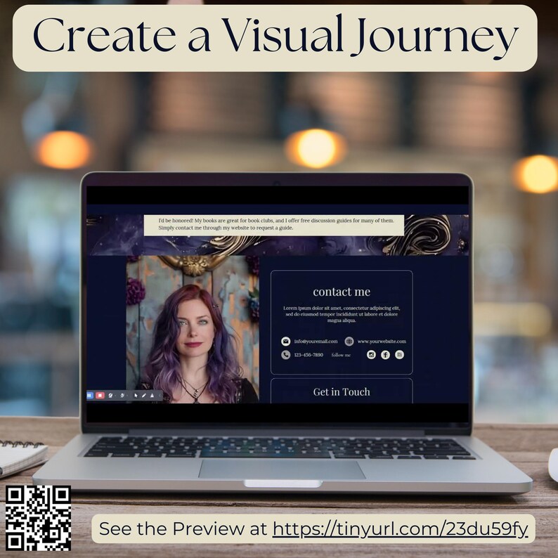Modello di sito web Canva per autori - Modello di sito web per autori - DARK ROMANCE Sito web Canva - Modello per scrittori - Sito web per autori Celestial PPEC immagine 6