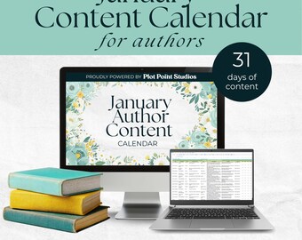 Planificador de redes sociales para autores: Ideas para enero (editable, 31 días)