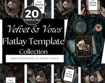 Velvet & Vows Dark Romance Flatlay Collection | Gothic Bookstagram Backgrounds for Authors, Creators | Dark Academia Aesthetic Canva MOCKUP