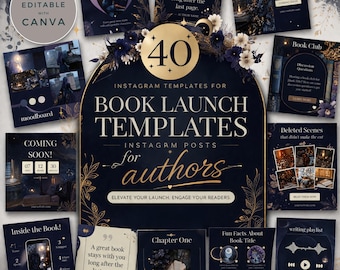 Book Launch Author Instagram Templates -  Witchy Writer Instagram - Editable Canva Templates for Social Media -  Dark Romance : PPEC