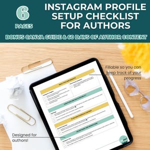 Autor de Instagram, Redes sociales, Planificador de escritura, Lista de verificación de Instagram, PDF imprimible digital, Descarga instantánea, Plantillas de novela, Herramientas para escritores
