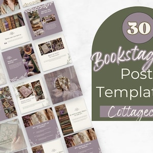 Bookstagram Post Templates, Book Marketing, Book Launch, COTTAGECORE Templates, Instagram Aesthetic,Book Lovers,Bookstagram Canva PPCC image 1