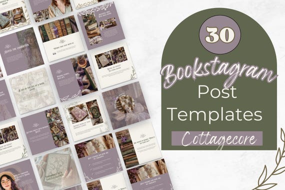 Bookstagram Post Templates, Book Marketing, Book Launch, COTTAGECORE Templates, Instagram Aesthetic,Book Lovers,Bookstagram Canva PPCC