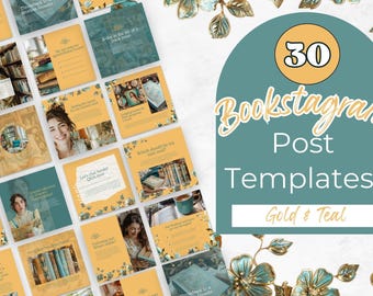 Bookstagram-postsjablonen, boekmarketing, boekpresentatie, GOUD Bookstagram-sjablonen, Instagram-esthetiek, boekenliefhebbers, canvassjabloon PPGOLD