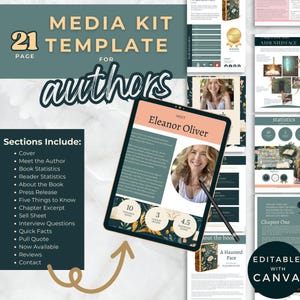 Author Media Kit, Canva Template,  Media Kit Template,  Author Canva Templates, Book Launch, Marketing Tools for Writers,  Book Release PPEP