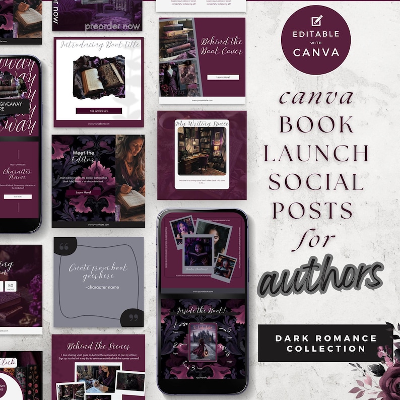 Dark Romance Author Instagram Templates - Book Launch Instagram ...