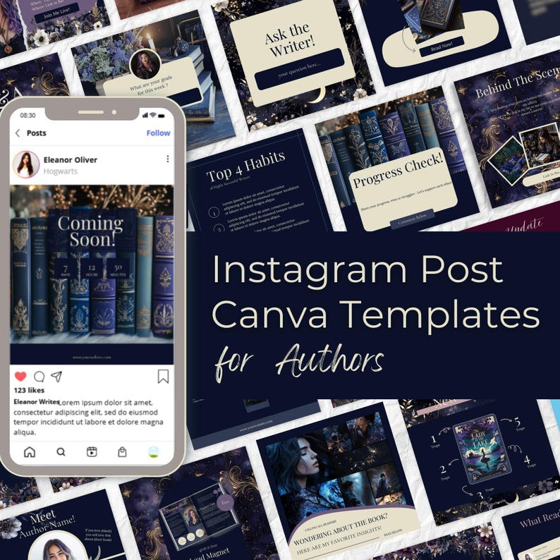 Dark Romance Author Instagram Templates, Editable Canva Templates for ...