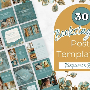 Plantillas de publicaciones de Bookstagram, marketing de libros, lanzamiento de libros, plantillas azules de Bookstagram, estética de Instagram, amantes de los libros, Bookstagram Canva PPML