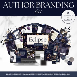 Kit de marque Celestial Author pour écrivains de fantasy et de sorcellerie | Modèles de toile | Site Web, kit média, logos, lien dans la bio, carte de visite PPEC