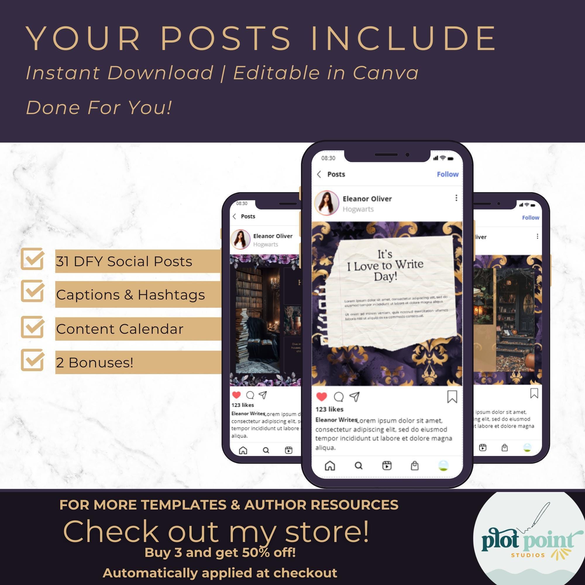 Social Media | Canva Template | Author Instagram Post Templates | Ig ...