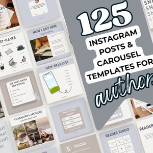 125 blauwbeige neutrale Instagram-berichten canvasjabloon schrijvers socialemediaberichten auteur Instagram-ideeën Bookstagram-sjablonen: PPML