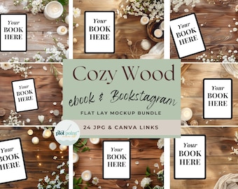 EBOOK MOCKUP TEMPLATES Canva,  Ebook Mockup, Cottagecore Bookstagram Mockup eBook, Ebook Flatlays, Author Social Media Bookish Mockups Posts