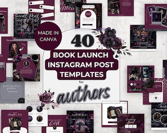 Plantillas de Instagram para autores de novelas románticas oscuras - Instagram para lanzamientos de libros - Plantillas editables de Canva para redes sociales - Ideas de marca para autores: PPDR