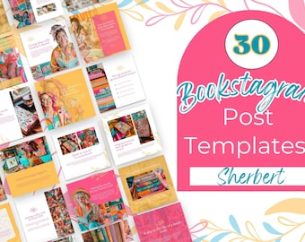 BOOKSTAGRAM POST TEMPLATE, Book Marketing, Book Launch, Bright Colorful Templates, Instagram Aesthetic,Book Lovers,Bookstagram Canva Sher