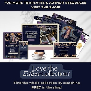 Modello di sito web Canva per autori - Modello di sito web per autori - DARK ROMANCE Sito web Canva - Modello per scrittori - Sito web per autori Celestial PPEC immagine 9