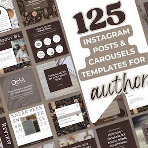 Dark Academia, Book Launch,  Instagram Posts, Canva Templates, Writers Social Media Posts, Author Instagram,  Bookstagram Templates: PPDark