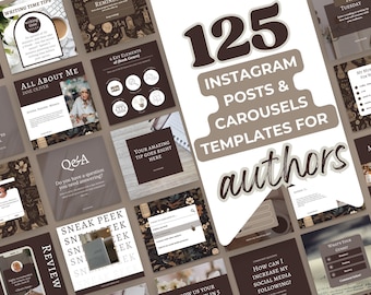 Dark Academia, Book Launch,  Instagram Posts, Canva Templates, Writers Social Media Posts, Author Instagram,  Bookstagram Templates: PPDark