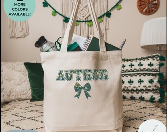 Floral Author Canvas Tote Bag: Book Lover Gift