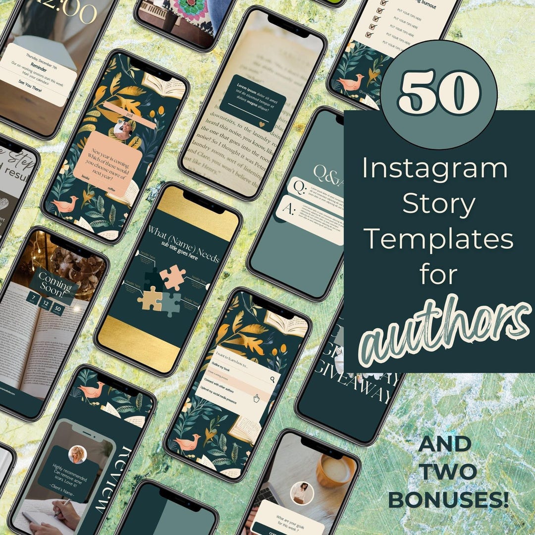 Green Gold Bookstagram Templates, Social Media Canva Templates, Author ...