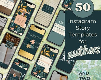 Szablony Green Gold Bookstagram, szablony Canva do mediów społecznościowych, marketing autorski, posty z relacjami autorskimi na Instagramie, autor: PPEP