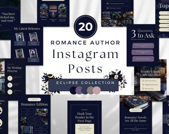 Plantillas de Instagram para autores de romance celestial, 20 publicaciones de Canva, kit editable para redes sociales para escritores y Bookstagram, descarga instantánea - PPEC