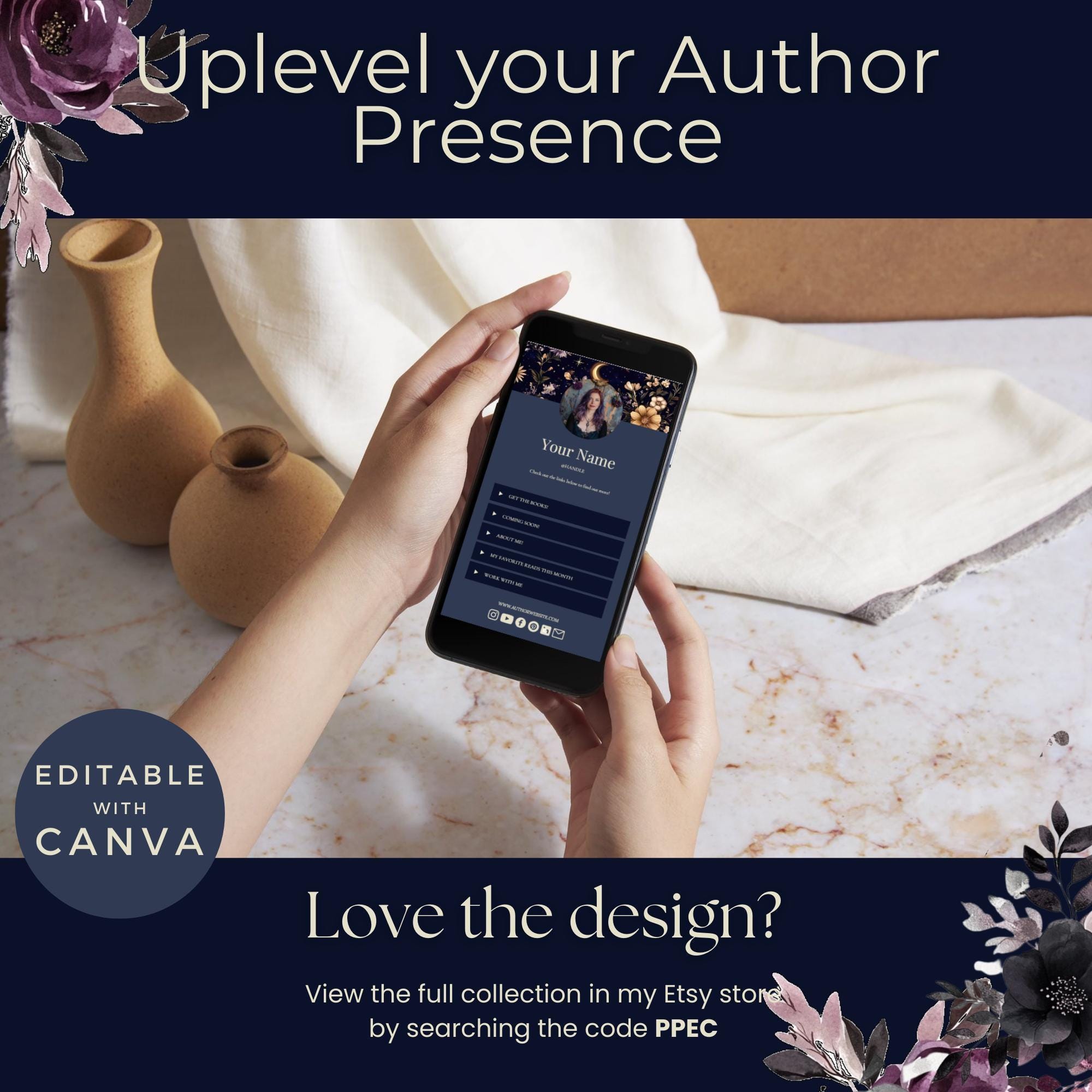 Dark Romance Fantasy Celestial Links Website Template Canva - Link in ...
