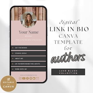 ピンクニュートラルウェブサイトテンプレートCanva - プロフィールにリンク - 作家向けInstagramランディングページ - Canvaウェブサイトテンプレート - 作家Instagram BLUSH