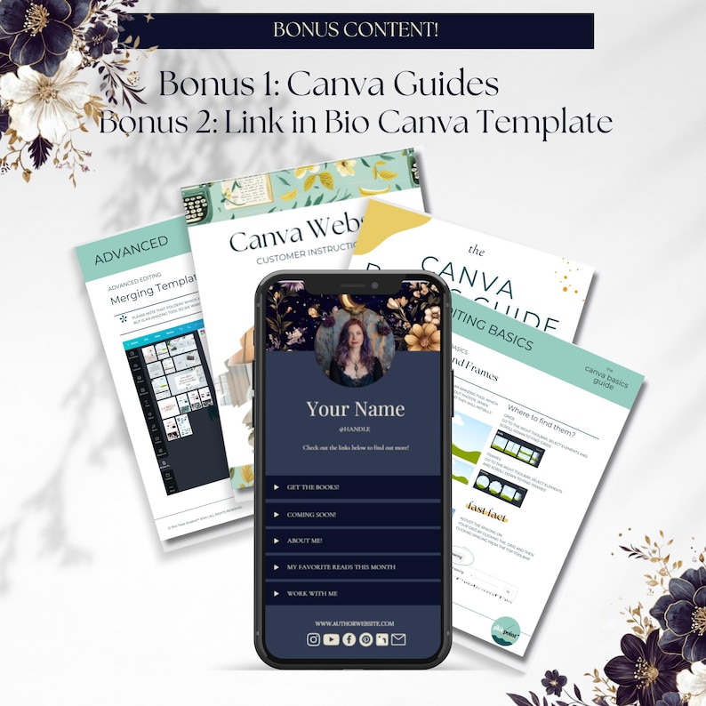 Modello di sito web Canva per autori - Modello di sito web per autori - DARK ROMANCE Sito web Canva - Modello per scrittori - Sito web per autori Celestial PPEC immagine 8