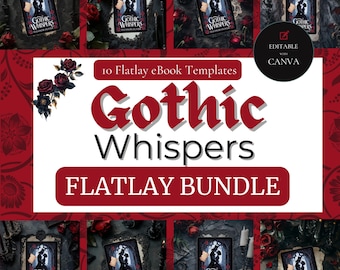 eBook Bundle Mockup  Dark Romance | 11 Editable eBook Flatlay Template for Canva | iPad, Kindle, and Tablet Mockups for Authors MOCKUP