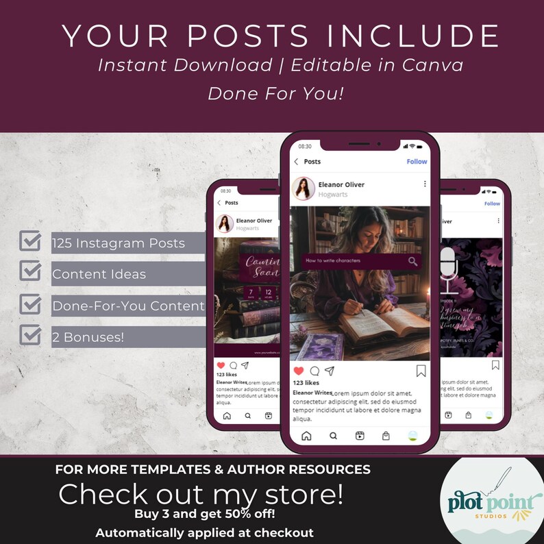 Dark Romance Author Instagram Templates, Editable Canva Templates for ...