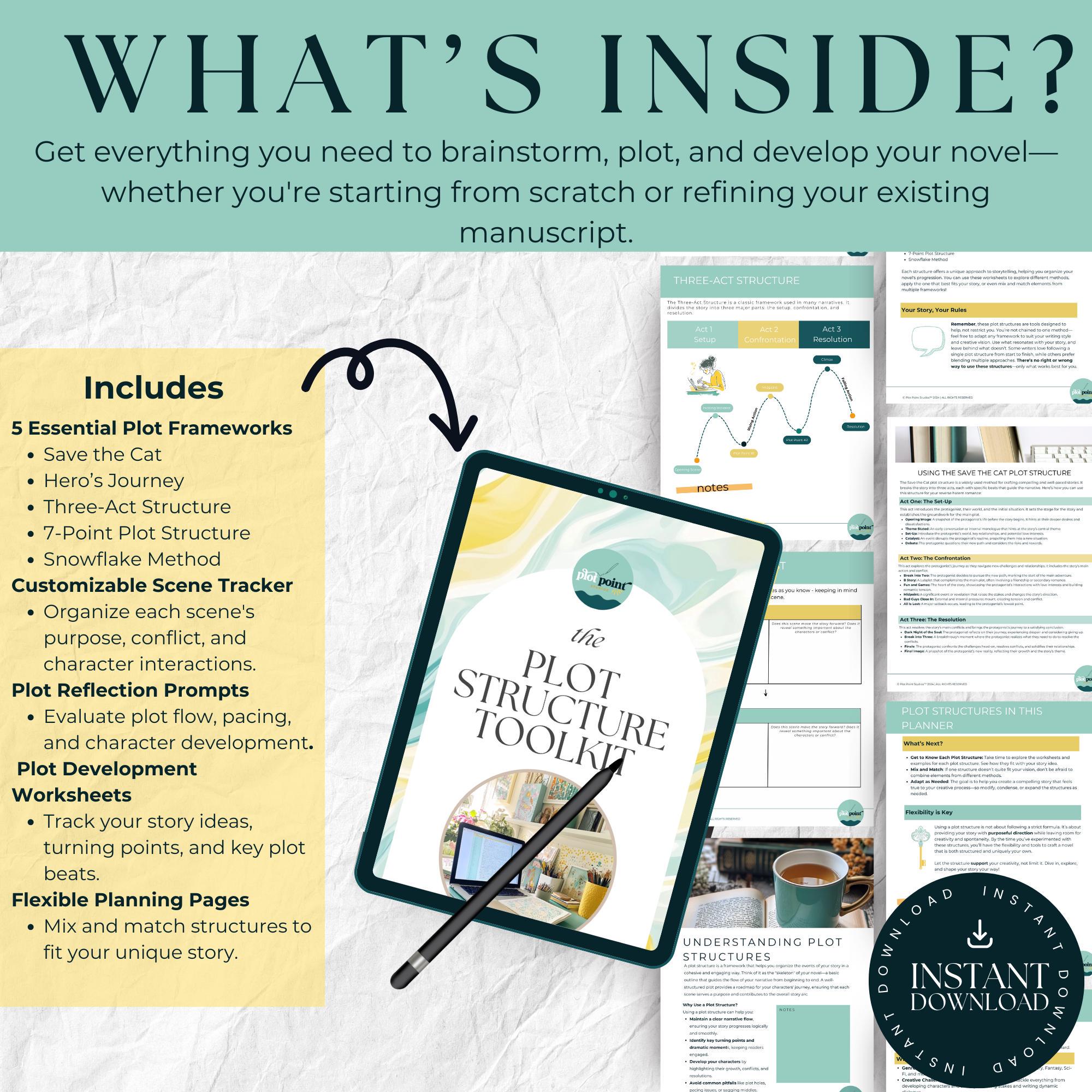Novel Writing Plan Plot | Digital Novel Planner With Plot Structures ...