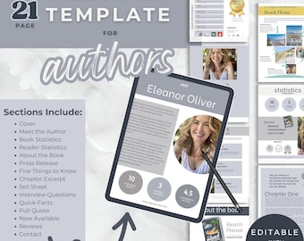 Canva-Vorlage für Autoren-Medienkit, Marketing-Tools für Buchveröffentlichungen (32 Seiten)