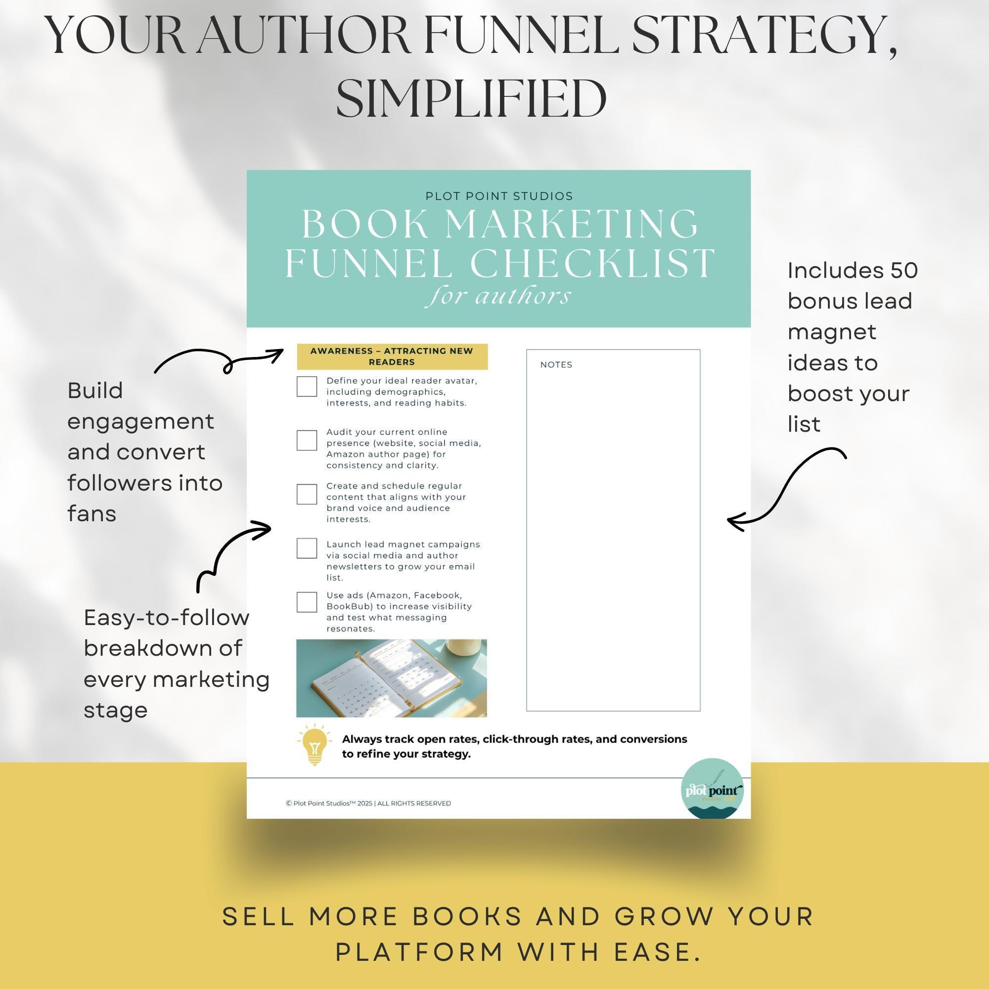Book Marketing Funnel Checklist: Author Lead Magnet & Sales Guide ...