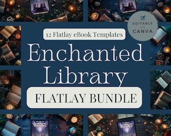Enchanted Library Bookstagram Mockup Bundle | 12 Editable eBook Flatlays for Canva | iPad, Kindle, and Tablet Mockups for Authors MOCKUP